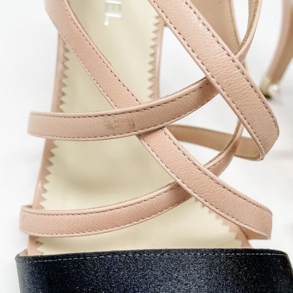 Chanel Neutral Strappy Pearl Detail CC Logo High Heel Sandals size 38.5 US7.5 - Picture 12 of 16